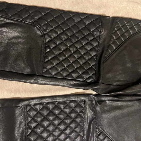 SPANX Faux Leather Black Moto Large Petite Leggings - Picture 4 of 5